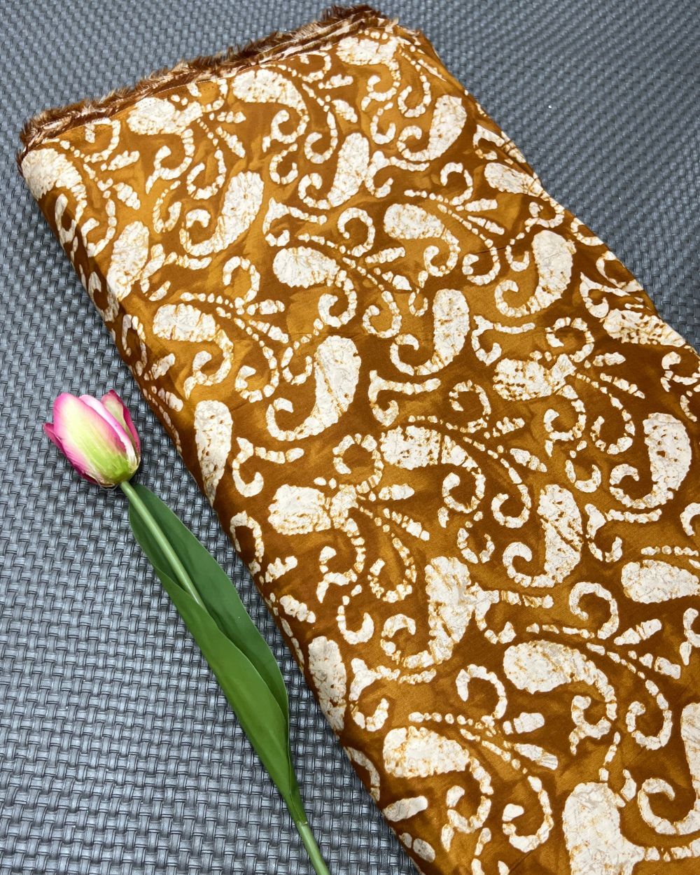 Printed Glazed Cotton Toffee Brown Colour 42 Inches Width