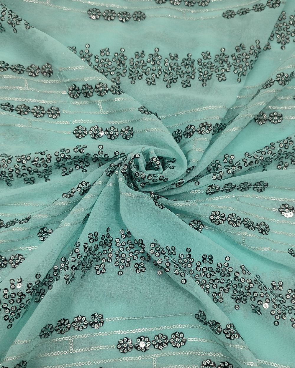 Georgette Work Turquoise Colour 43 Inches Width
