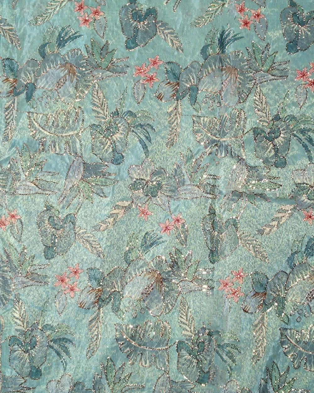 Cosmos Work Turquoise Colour 42 Inches Width