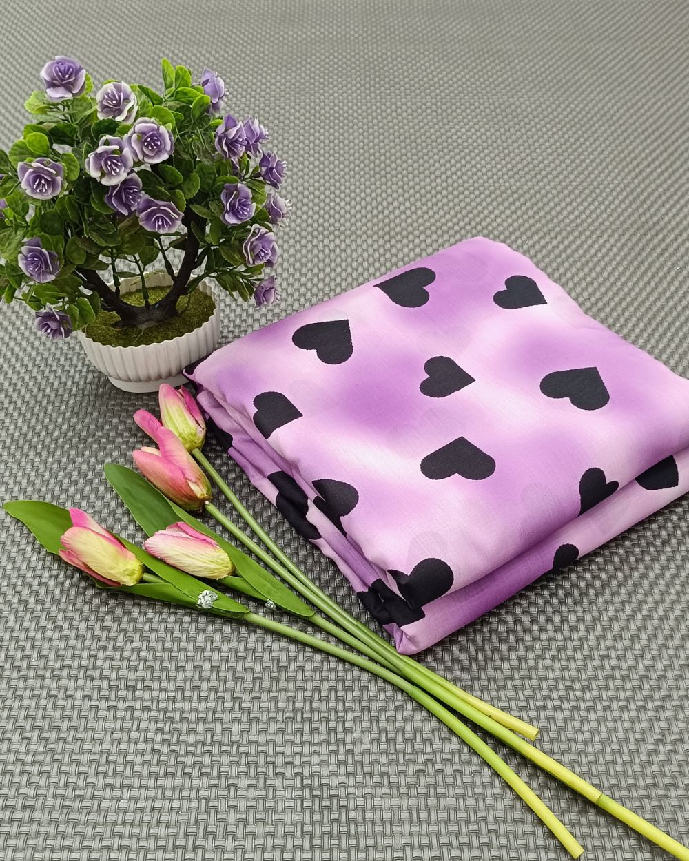 Pure Soft Printed Cotton Lavender Colour 44 Inches Width