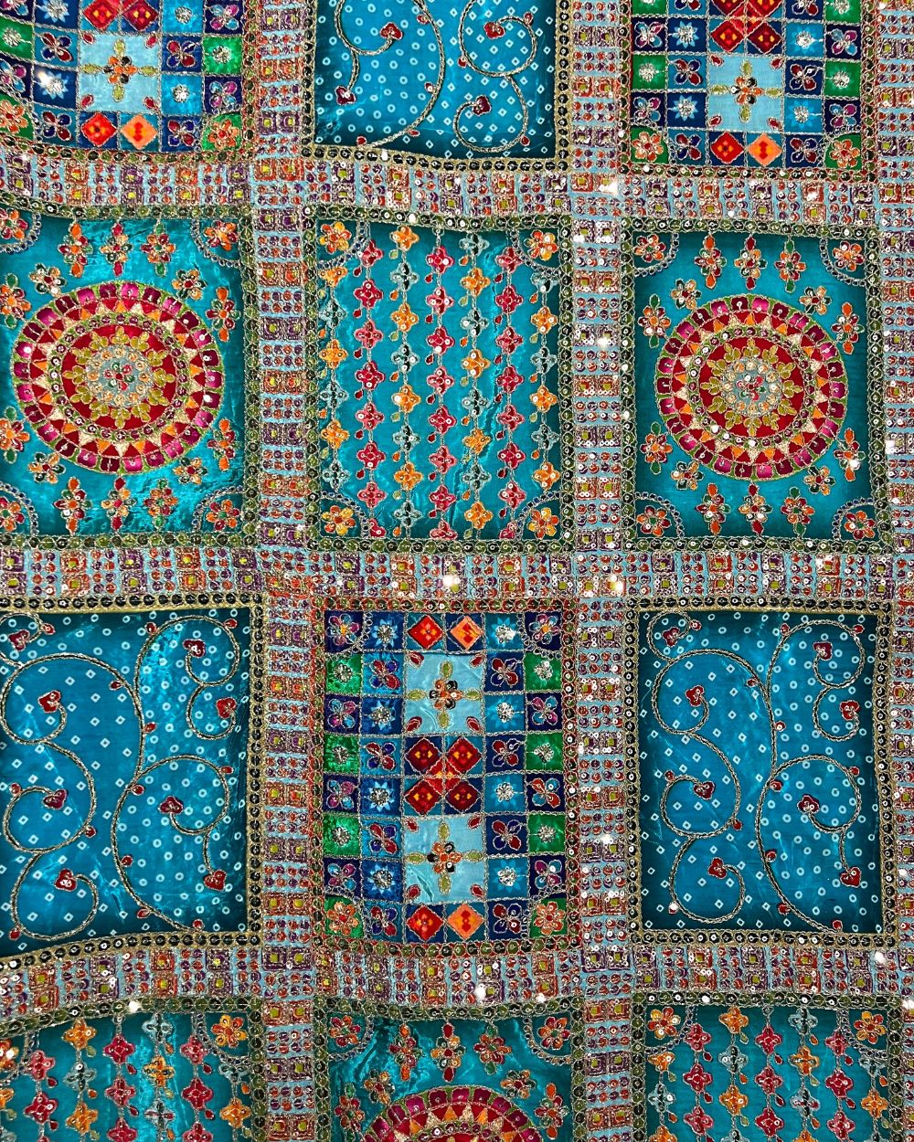 Natural Crepe Work Sky Blue Colour 42 Inches Width