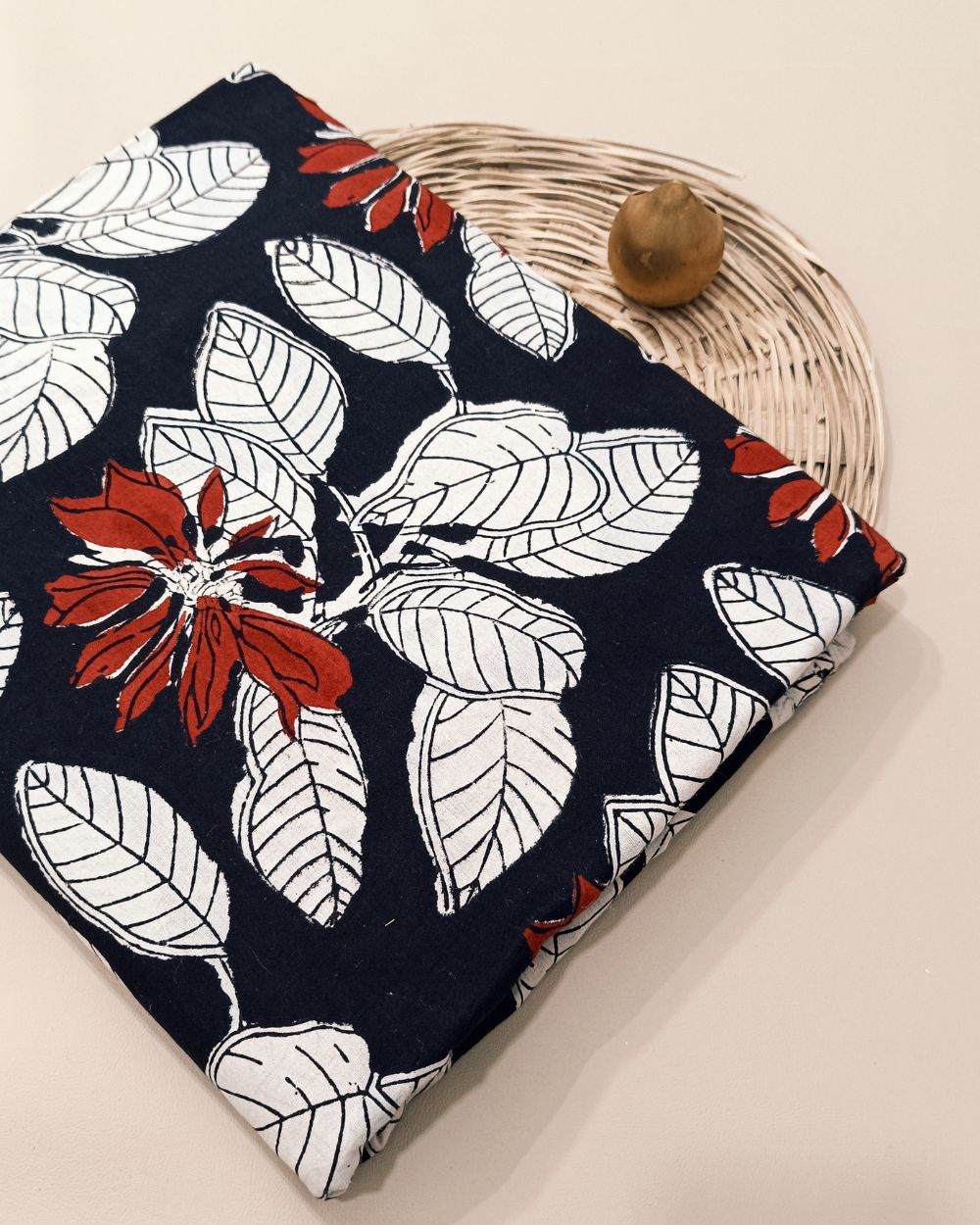 Bagru Hand Block Printed Cotton Black Colour 45 Inches Width