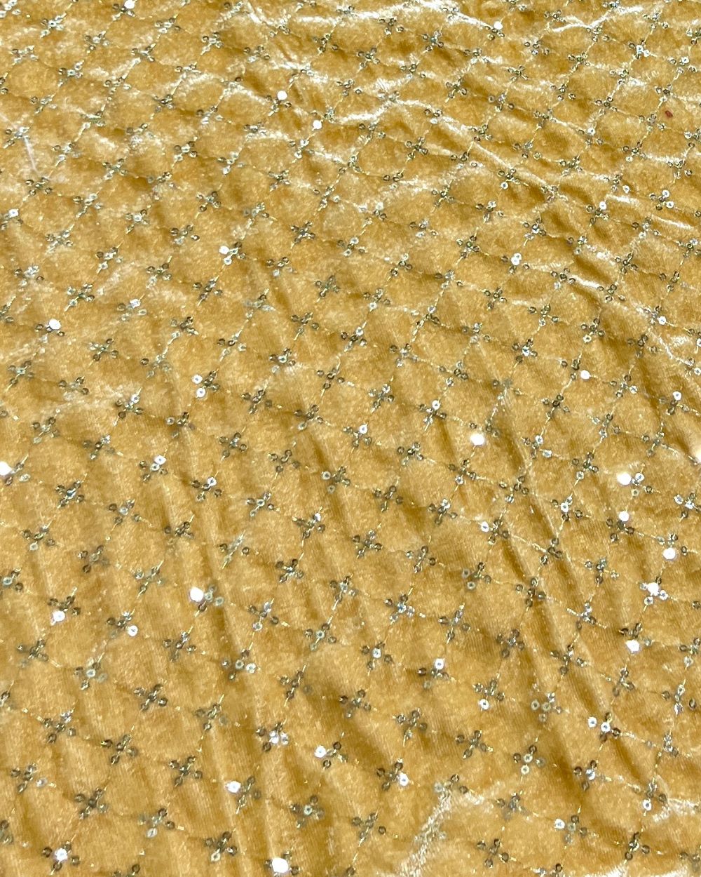 Velvet Work Golden Colour 42 Inches Width