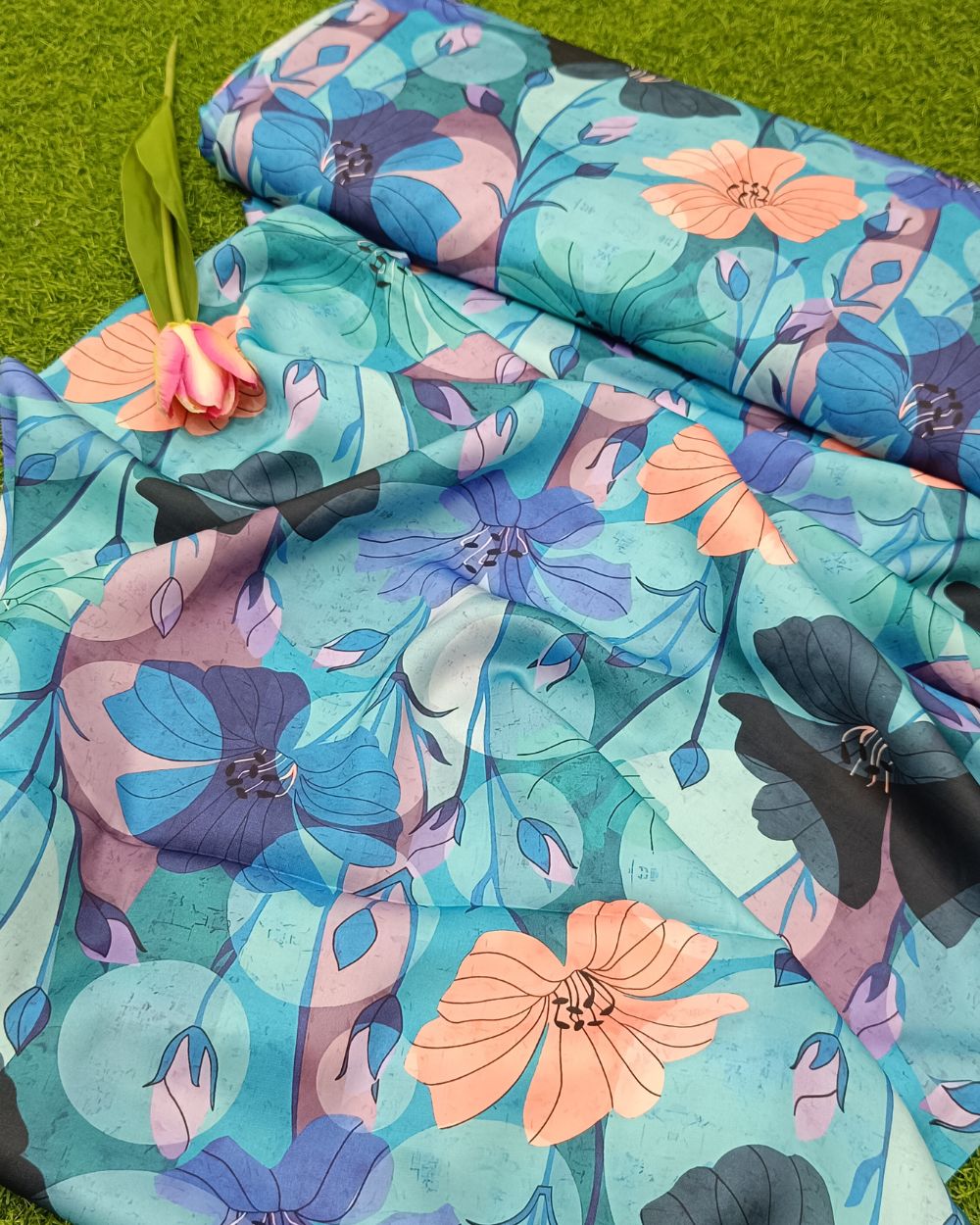 Printed California Blue Colour 44 Inches Width