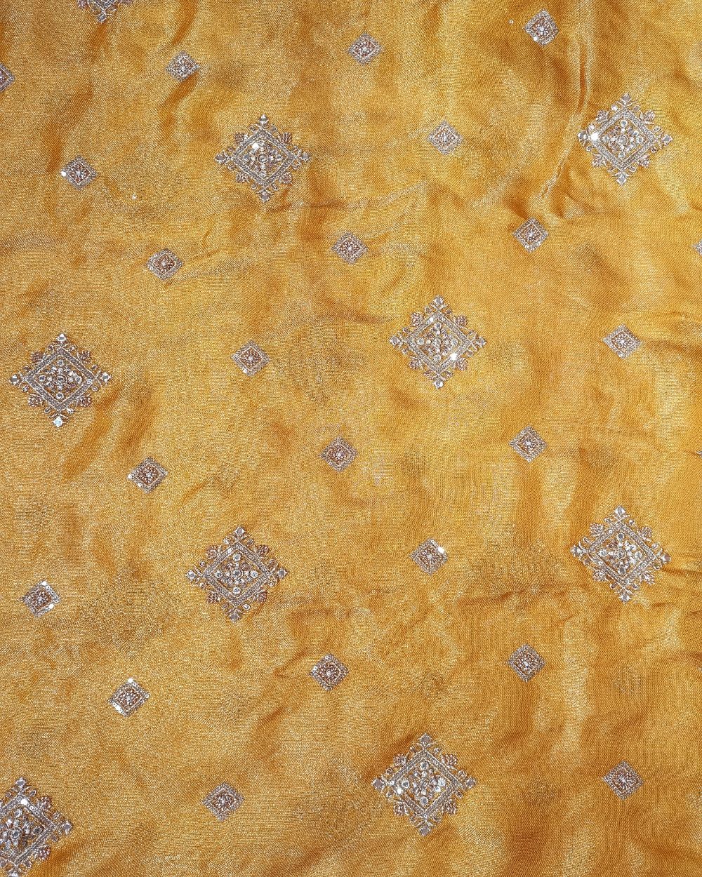 Premium Burberry Silk Work Mustard Yellow Colour 44 Inches Width