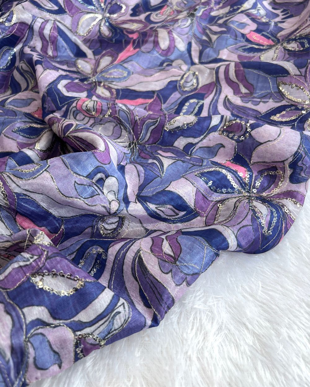 Chinnon Work Blue Colour 46 Inches Width