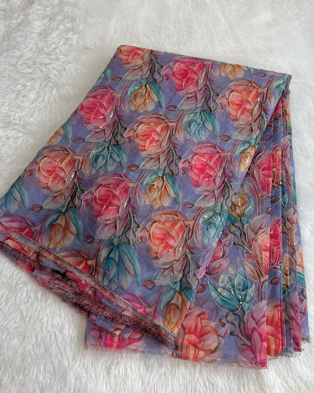 Pure Soft Organza Work Lavender  Colour 45 Inches Width