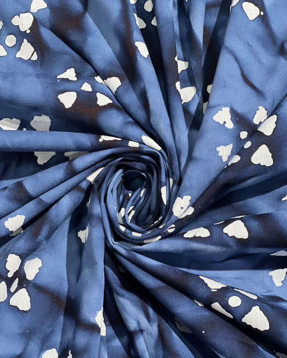 Cotton Hand Blocked Wax Batik Print Navy Blue Colour 45 Inches Width