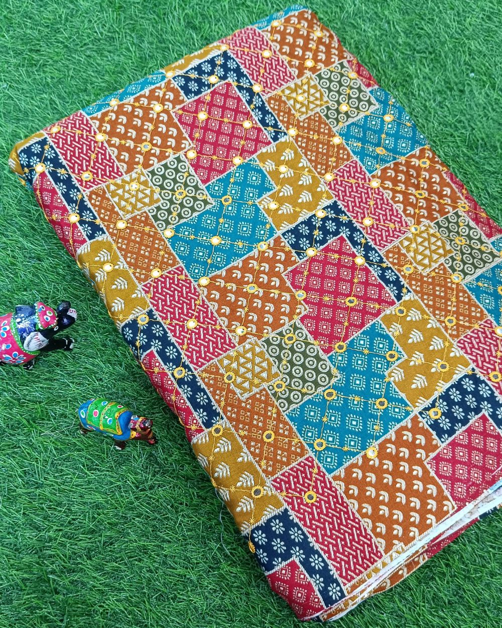 Cotton Abla Work Multicolor 42 Inches Width