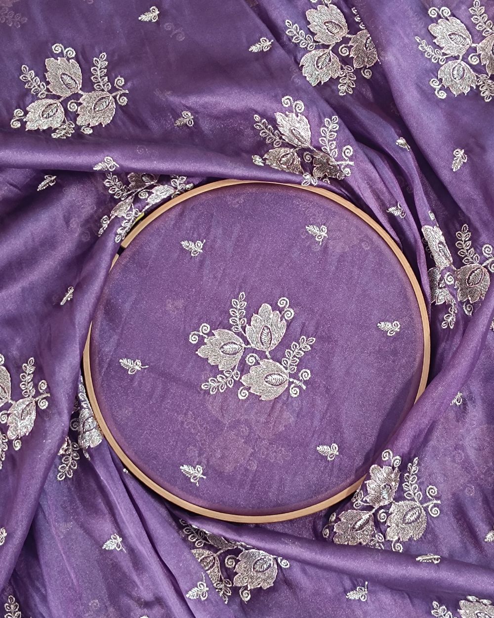 Chandanya Silk Work Pastel Grape Colour 44 Inches Width
