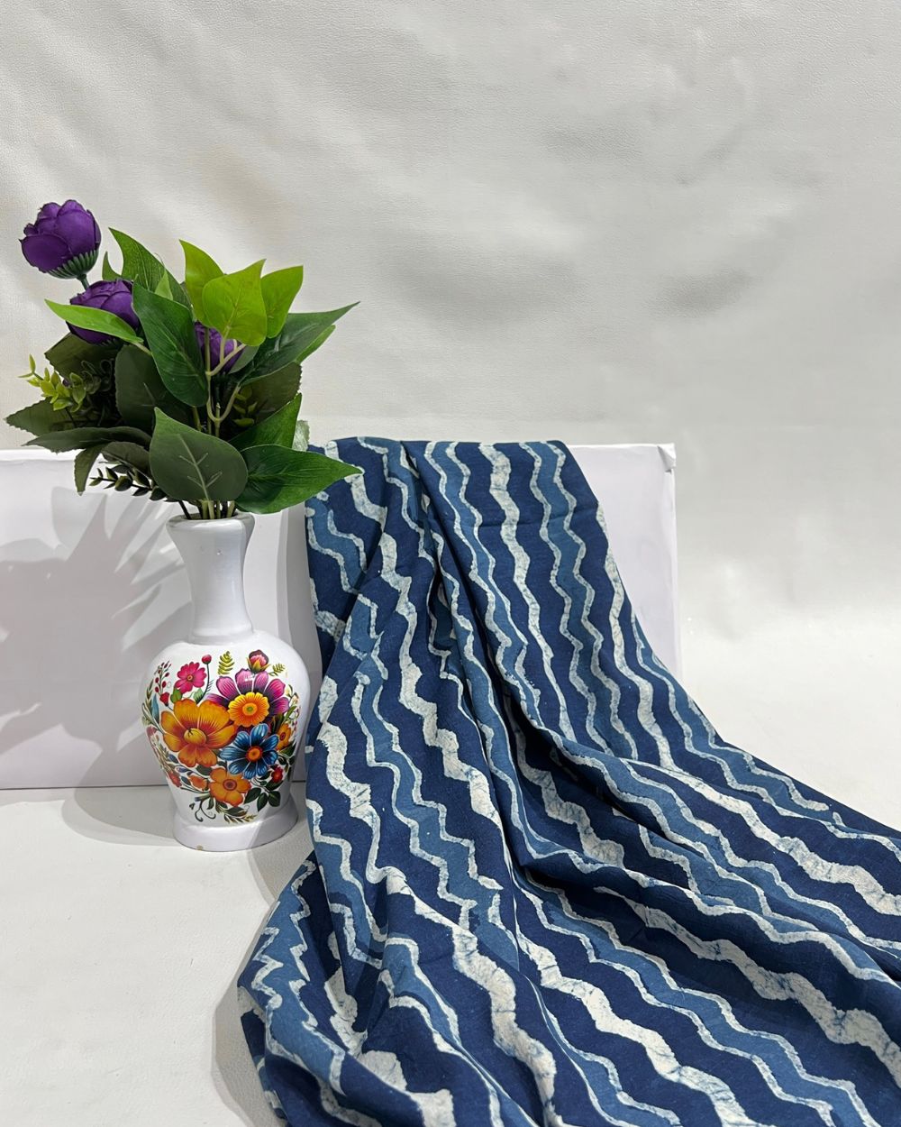 Hand Block Printed Cotton Indigo Blue Colour 44 Inches Width
