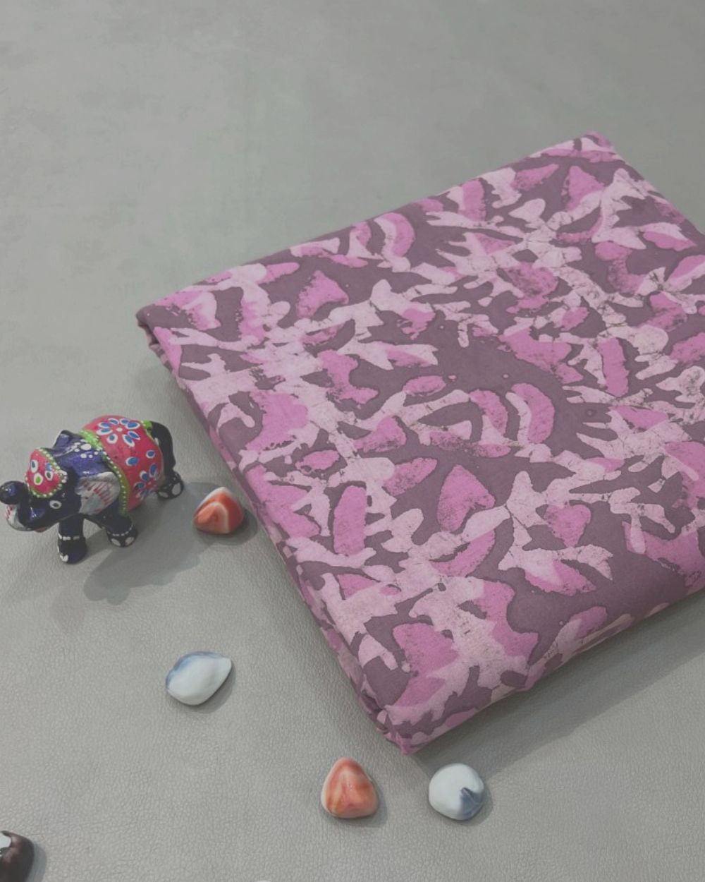 Cotton Dabu Hand Block Print Pastel Dusty Maroon Colour 44 Inches Width