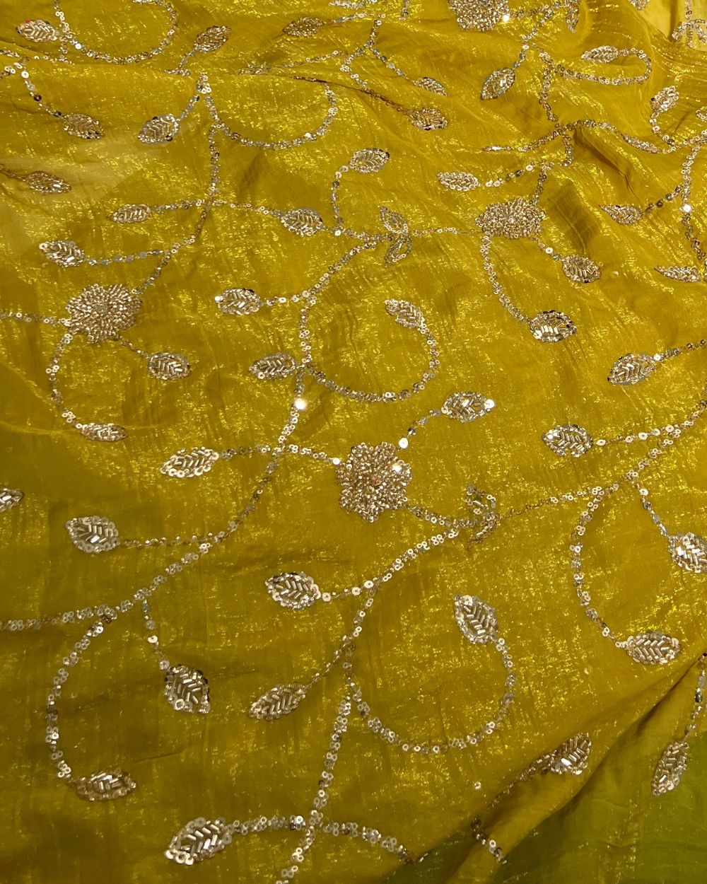 Gold Crush Work Mustard Yellow Colour 45 Inches Width