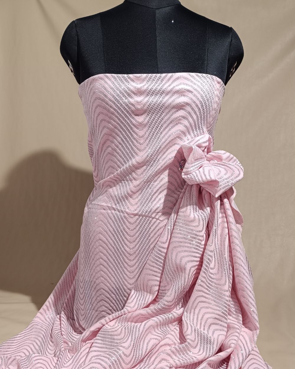 Imported Leheriya Sparkle Baby Pink Colour 58 Inches Width