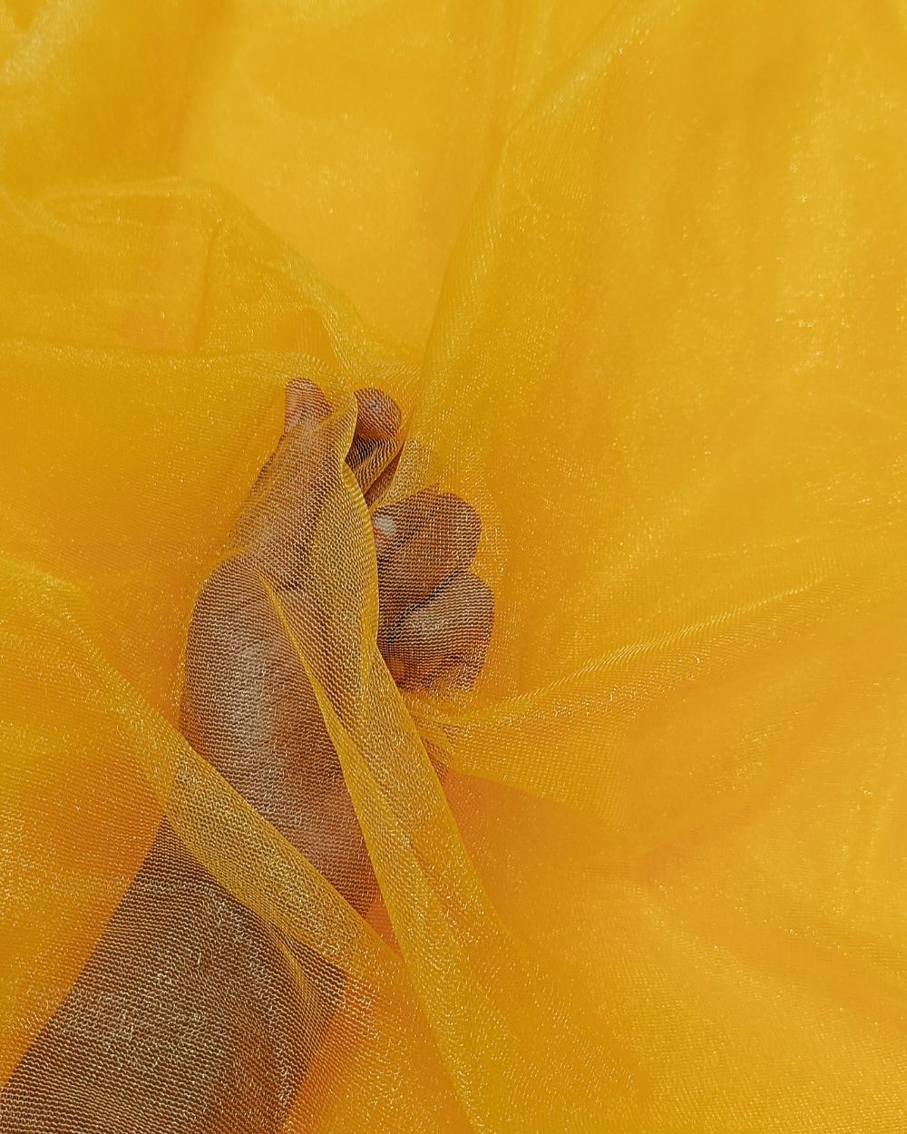 Plain Net-silky Turmeric Yellow Colour 44 Inches Width