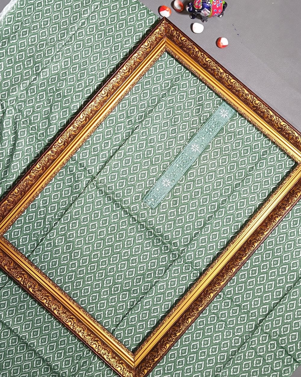 Printed Cotton Unstitched Top Pattern Seafoam Dark Green Colour 44 Inches Width
