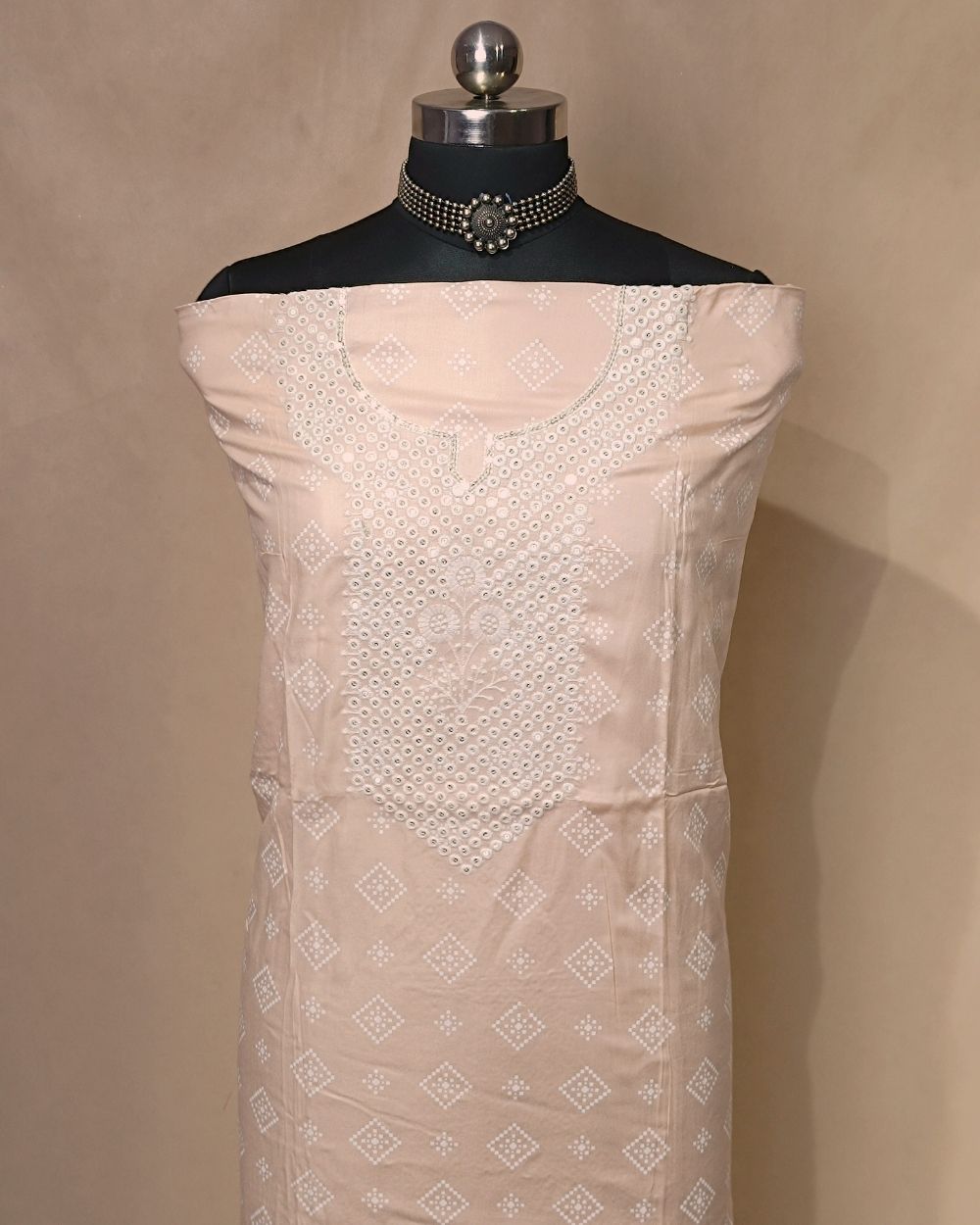 Printed Cotton Unstitched Top Pattern Baby Peach Colour 44 Inches Width