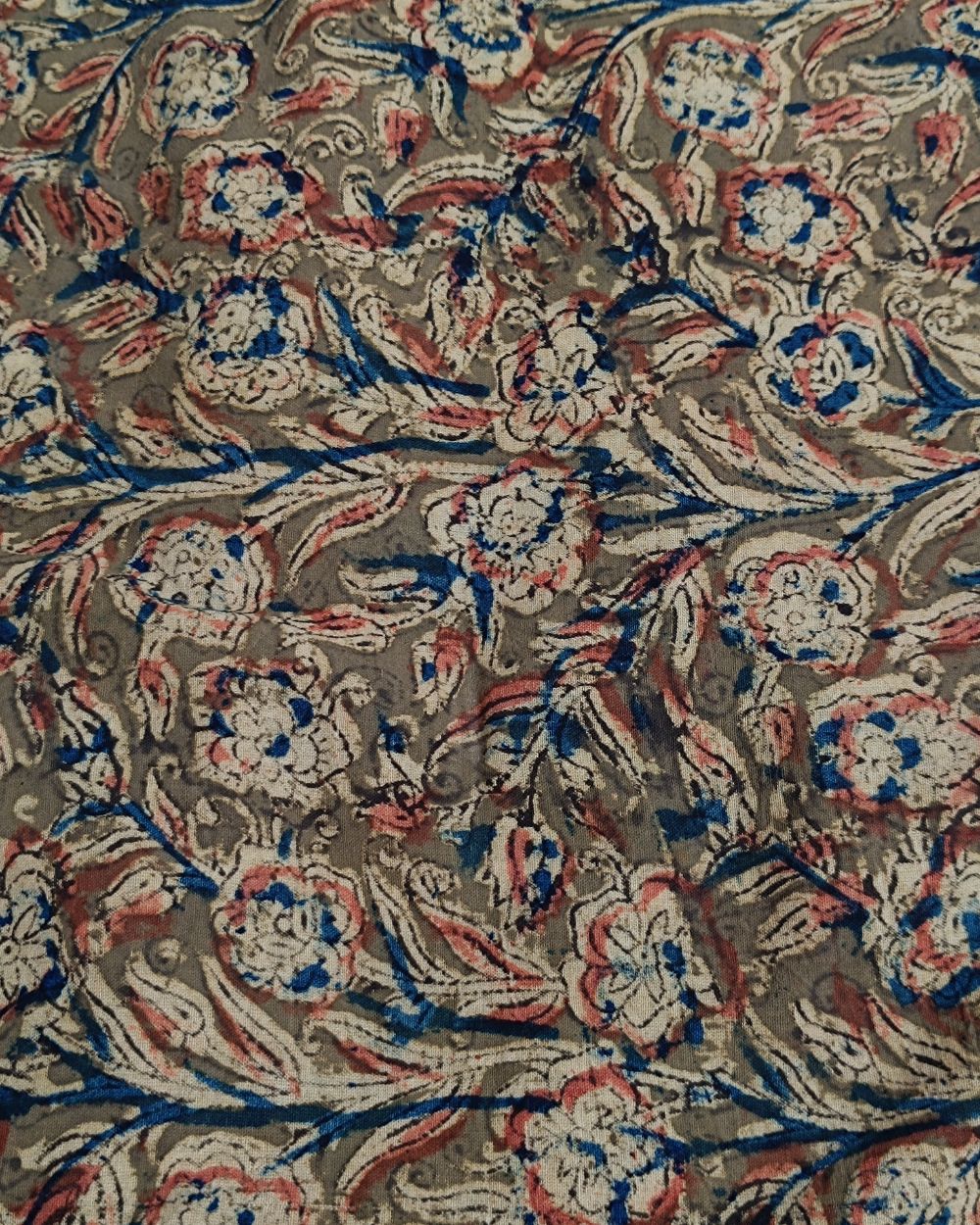 Hand Block Printed Cotton Kalamkari Light Pista Colour 44 Inches Width