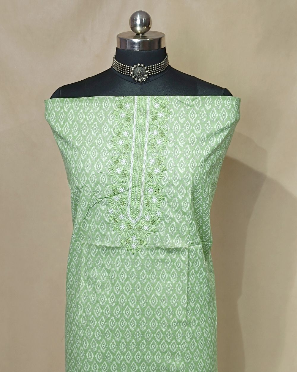 Printed Cotton Unstitched Top Pattern Pista Colour 44 Inches Width