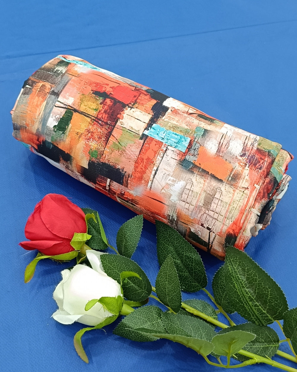 Printed Crepe Digital Orange(Multicolor) Colour 44 Inches Width