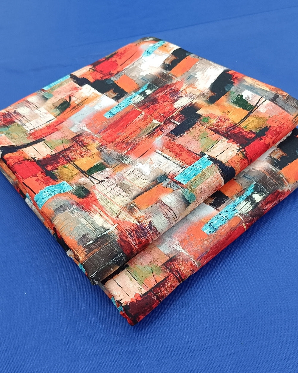 Printed Crepe Digital Orange(Multicolor) Colour 44 Inches Width
