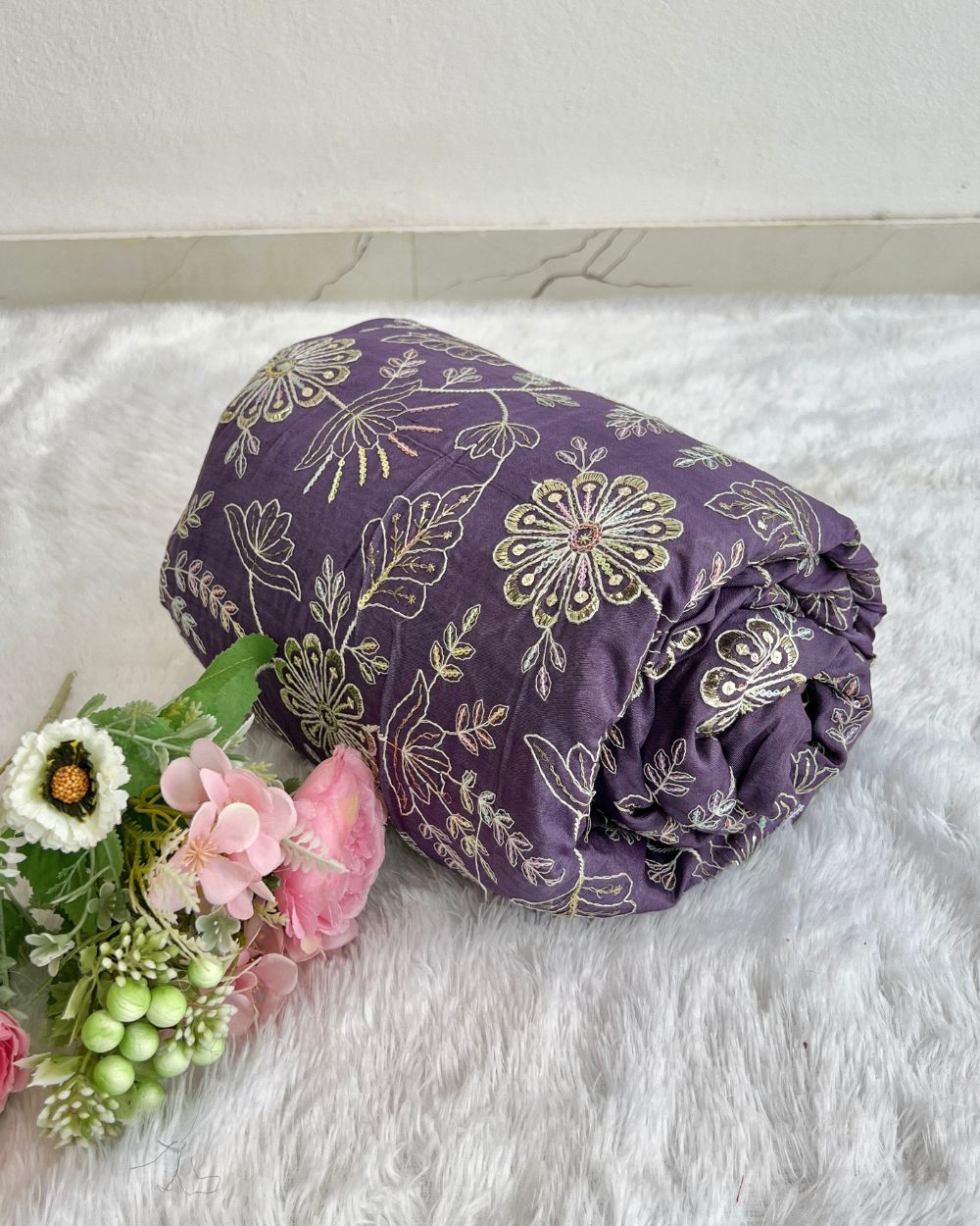 Upada Work Grape Colour 44 Inches Width