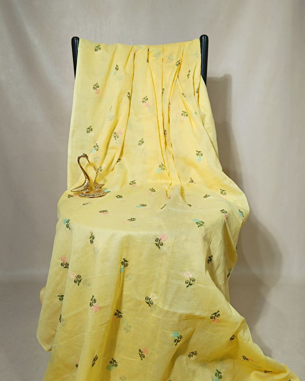 Mal Cotton with Thread Work Lemon Yellow Colour 40 Inches Width