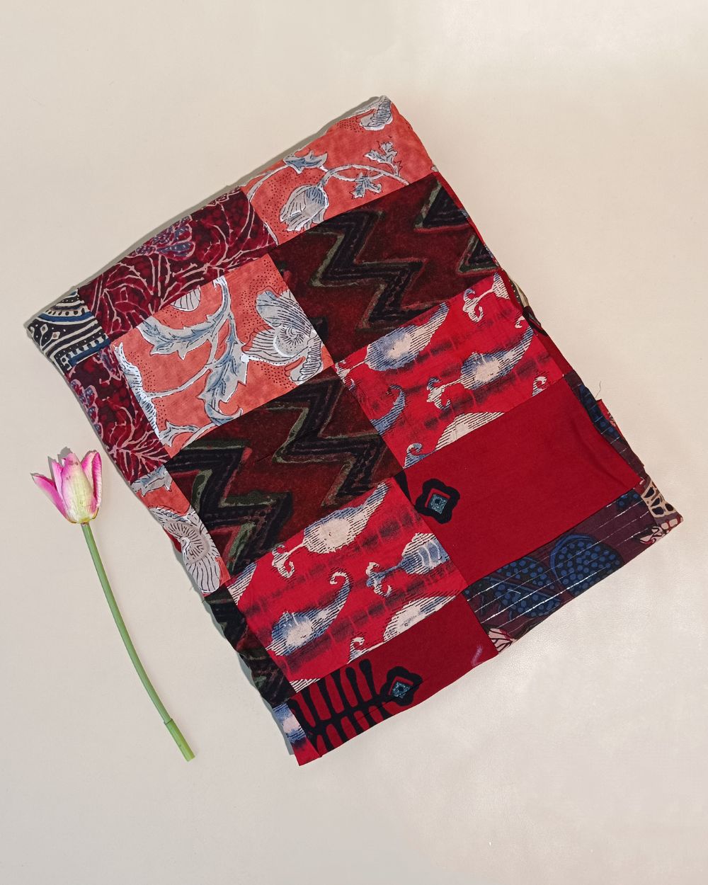 Printed Cotton  Patchwork Quilt Maroon Colour 42 Inches Width