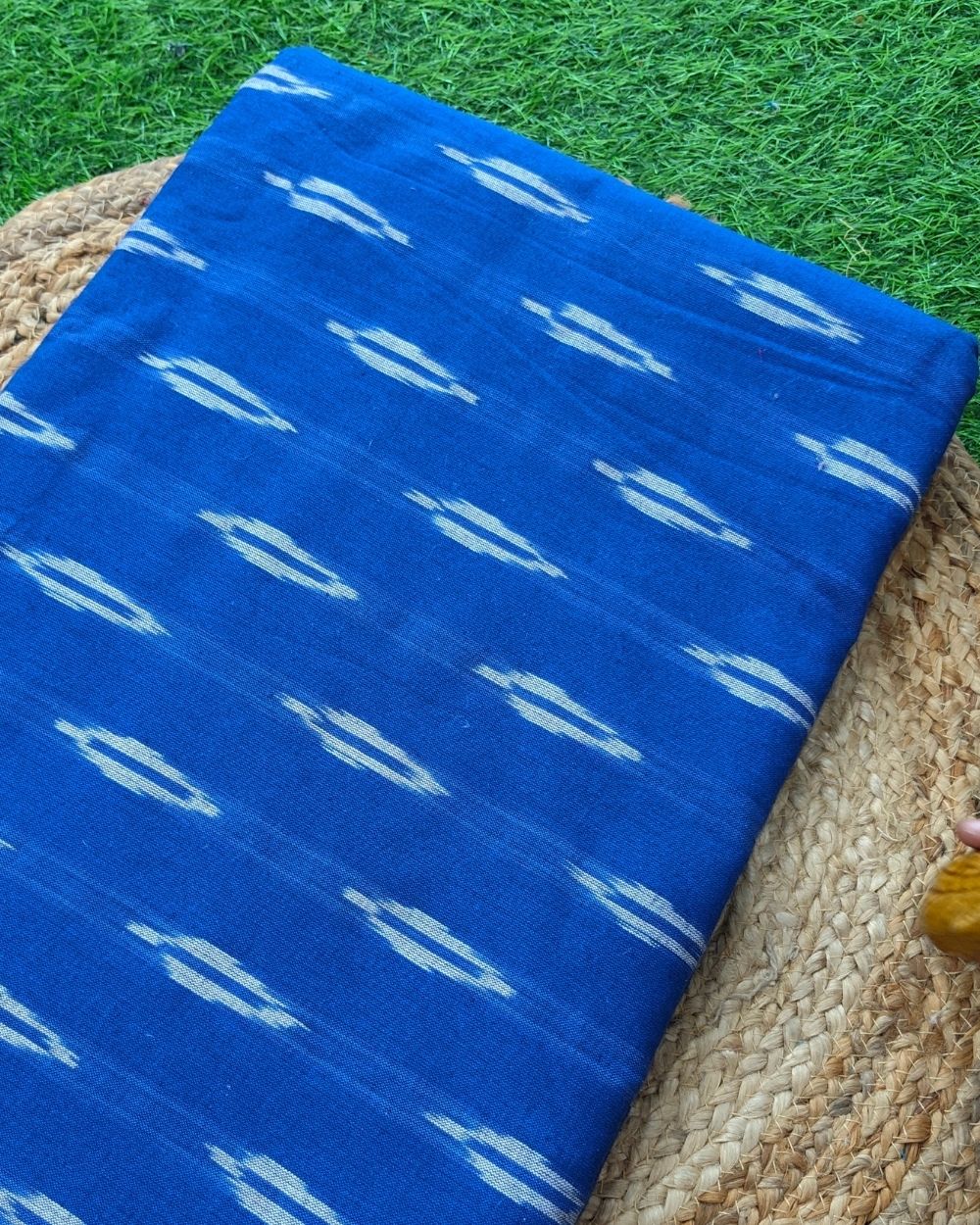 Woven Pure Cotton Ikat Royal Blue Colour 42 Inches Width