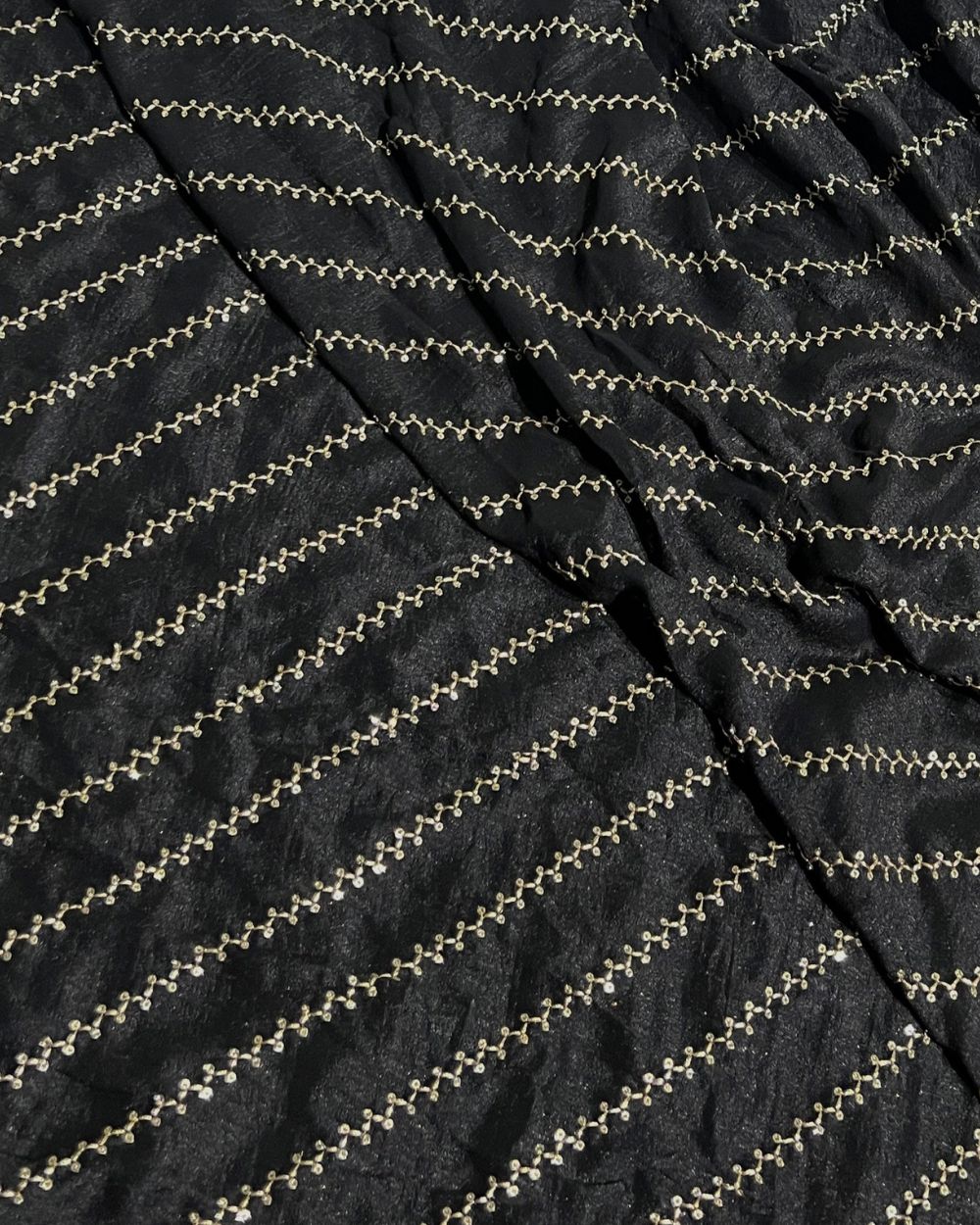 Vichitra Silk Work Black Colour 44 Inches Width