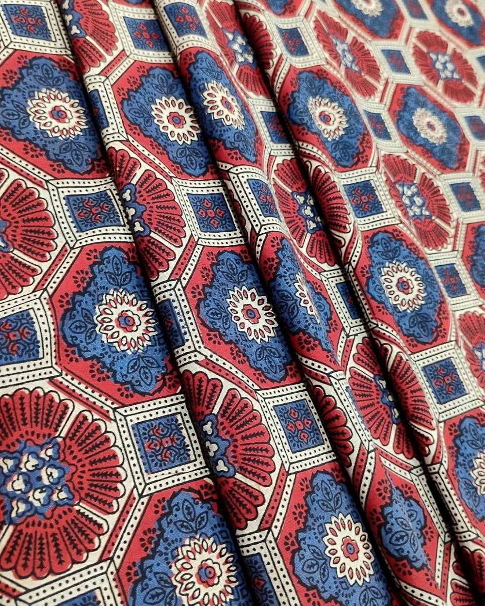 Ajrakh Cotton Natural Dye Block Printed Red Colour 43 Inches Width