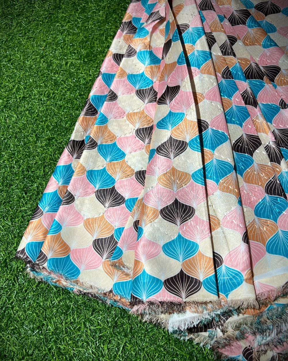 Silk Crochet Work Multicolor 42 Inches Width