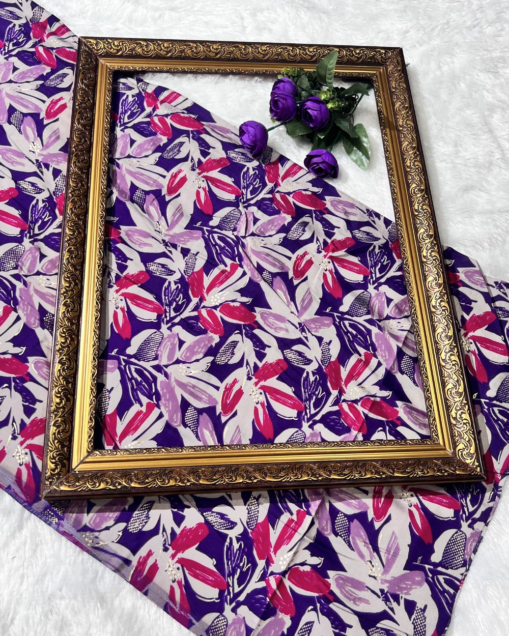 Premium Printed Modal(foil) Purple Colour 42 Inches Width