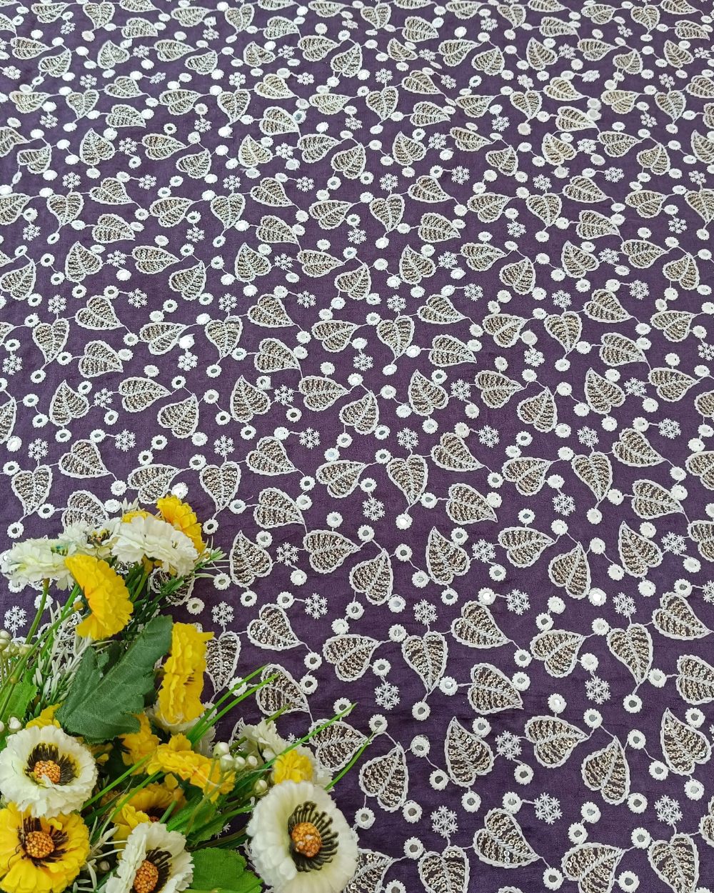 Vichitra Silk Work Grape Purple Colour 44 Inches Width