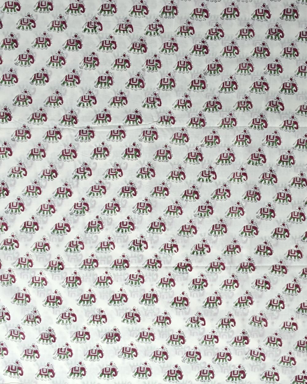 Hand Block Printed Cotton Jaipuri White Colour 44 Inches Width
