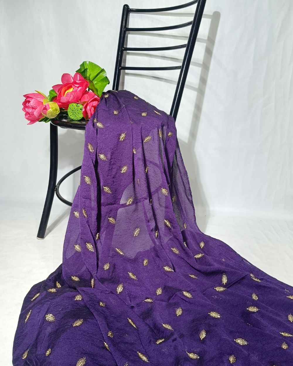 Rangoli Crush Silk Work Dark Purple Colour 44 Inches Width
