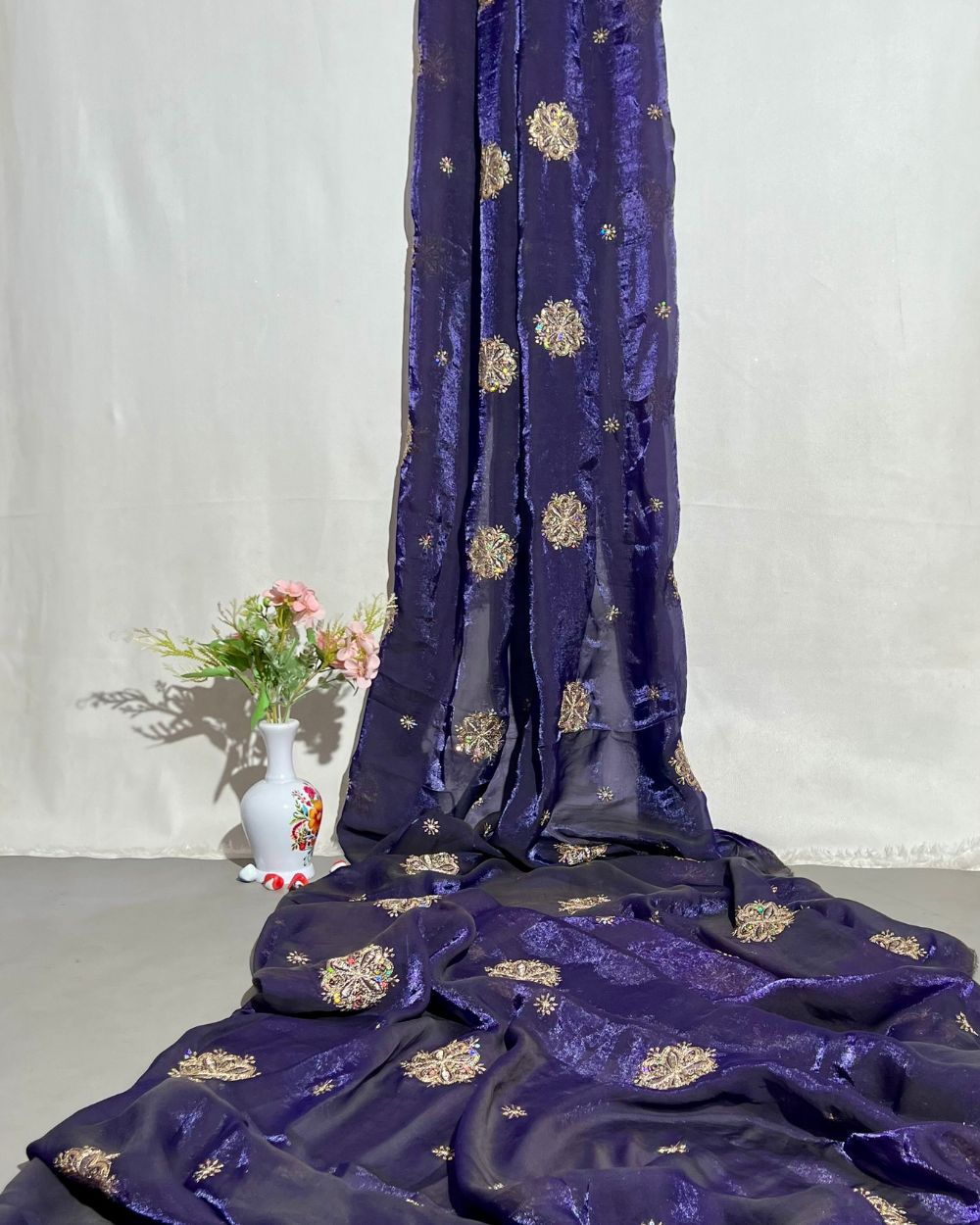 Space Silk Work Purple Colour 46 Inches Width
