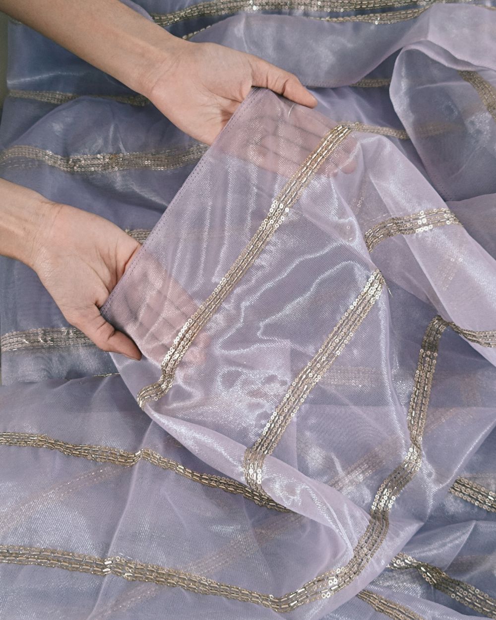 Twill Net Work Pastel Grape Colour 42 Inches Width