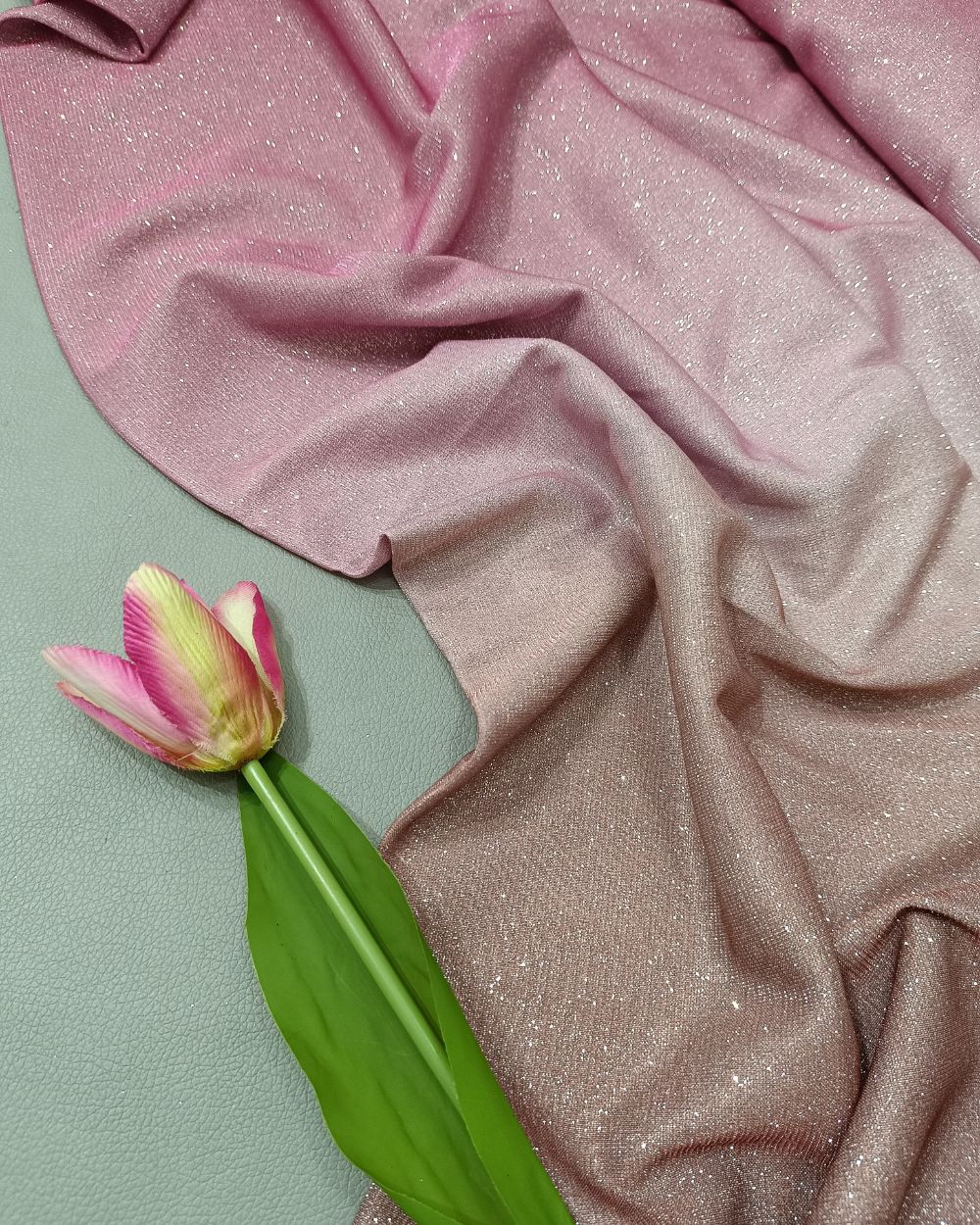 Imported Sparkle Dual Tone Shaded (Pink & Brown) Colour 55 Inches Width