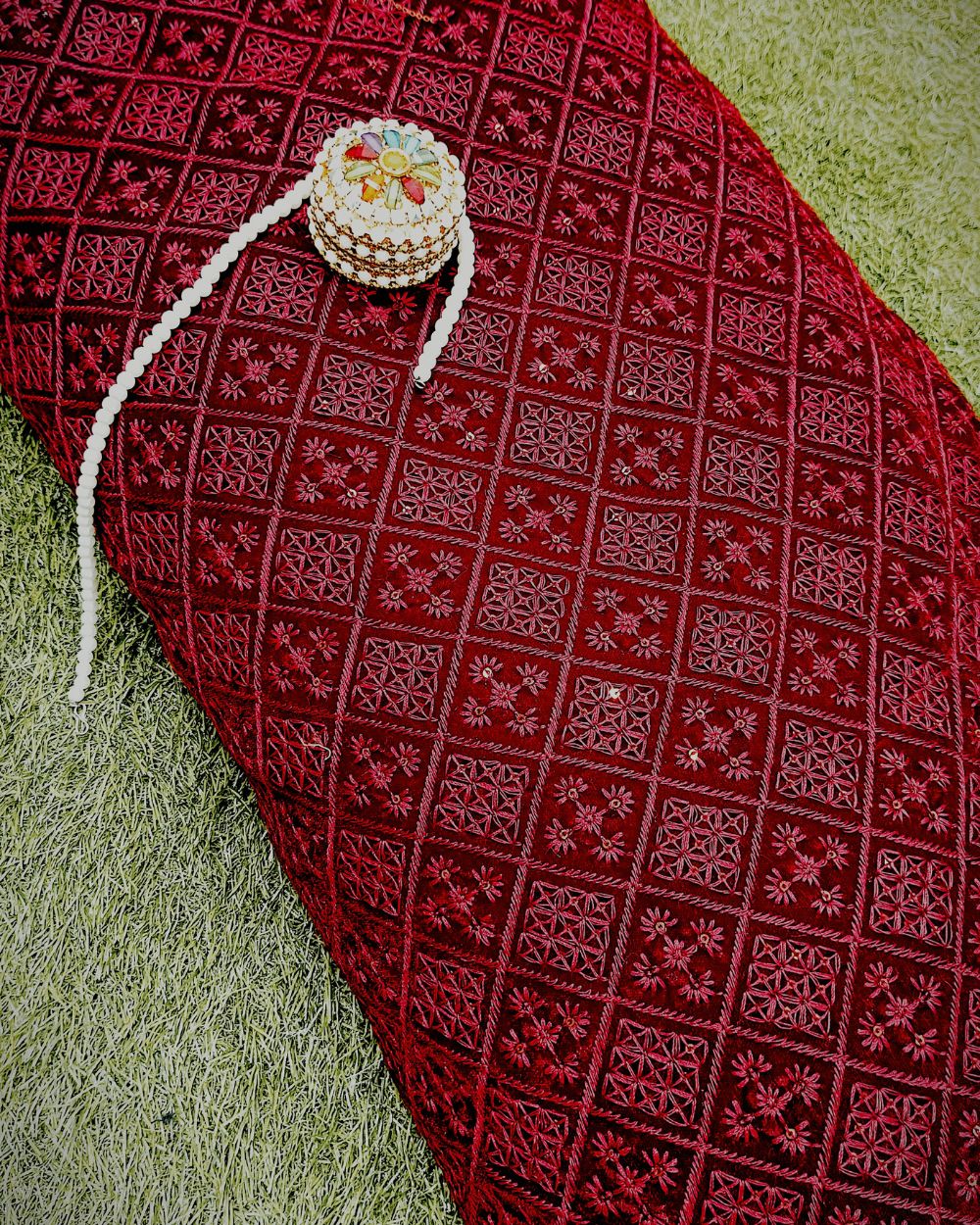Velvet Work Maroon Colour 42 Inches Width