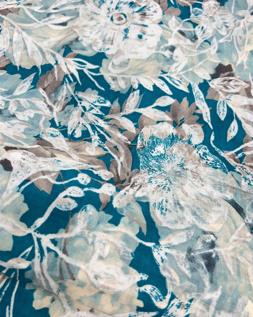 Mal Cotton with Foil Turquoise Colour 42 Inches Width