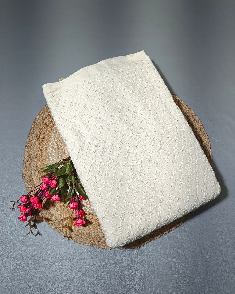 Dyeable Pure Cotton Hakoba Fabric Off White Colour 45 Inches Width