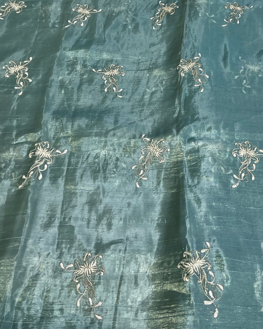 Gold Crush Work Turquoise Colour 44 Inches Width