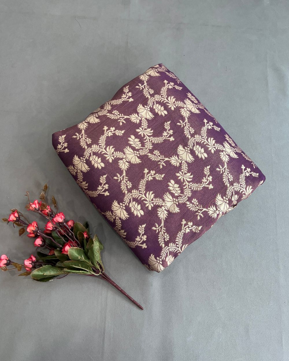 Cosmos Zari Work Dark Lavender Colour 45 Inches Width