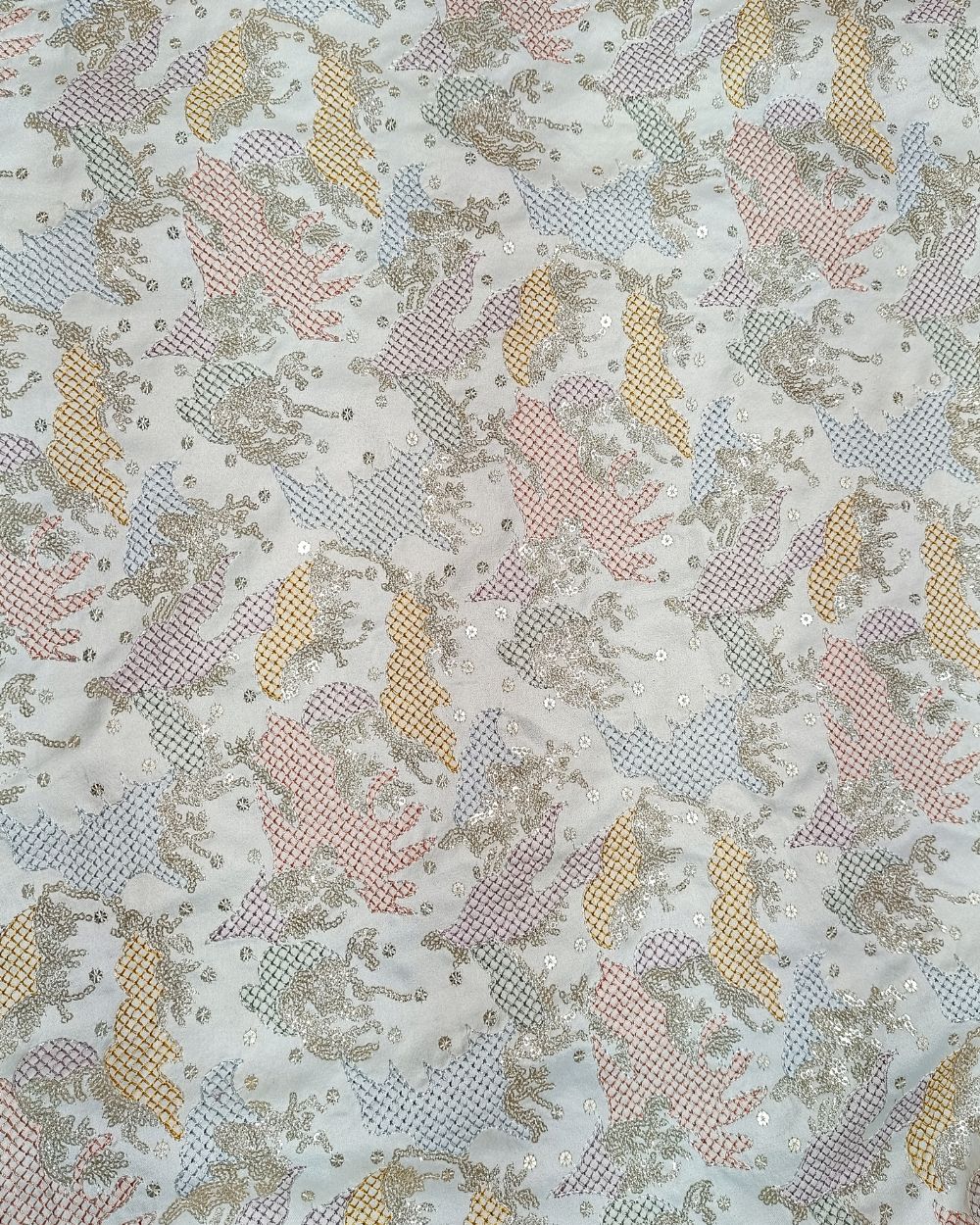 Malai Silk Work Cream White Colour 56 Inches Width