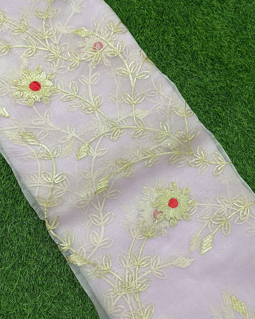 Organza Gotapatti Work Lavender Colour 44 Inches Width