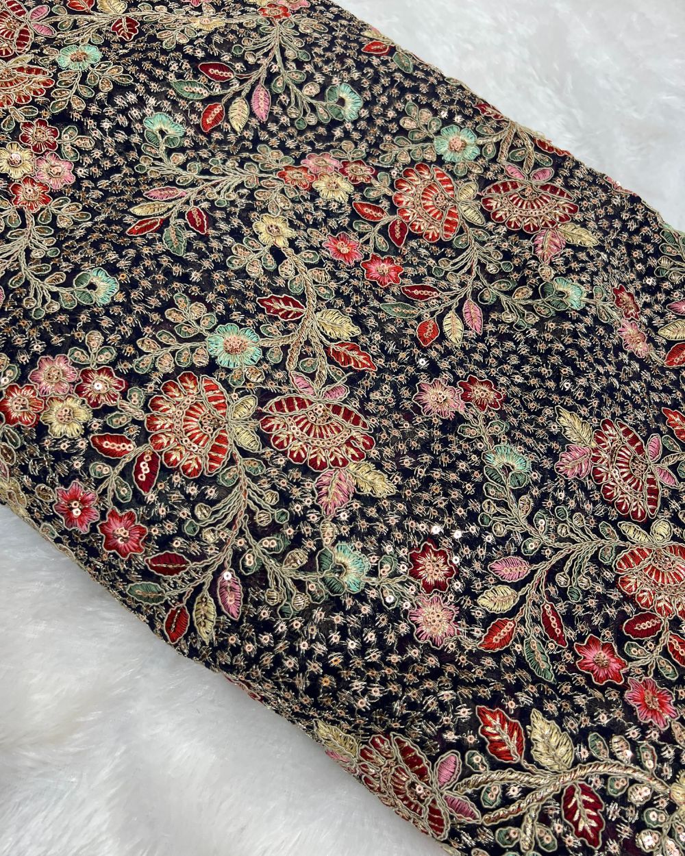 Georgette Work Navy Blue Colour 42 Inches Width