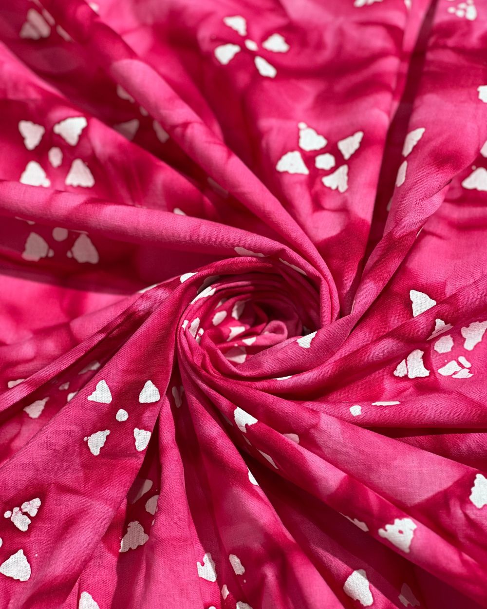 Cotton Hand Blocked Wax Batik Print Pink Colour 45 Inches Width