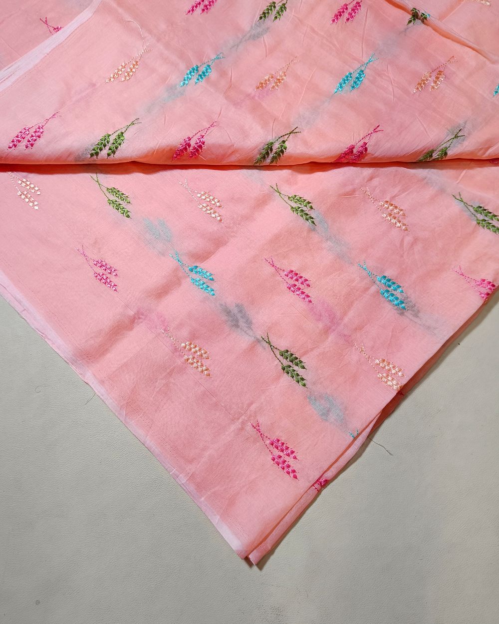 Mal Cotton with Thread Work Baby Peach Colour 40 Inches Width