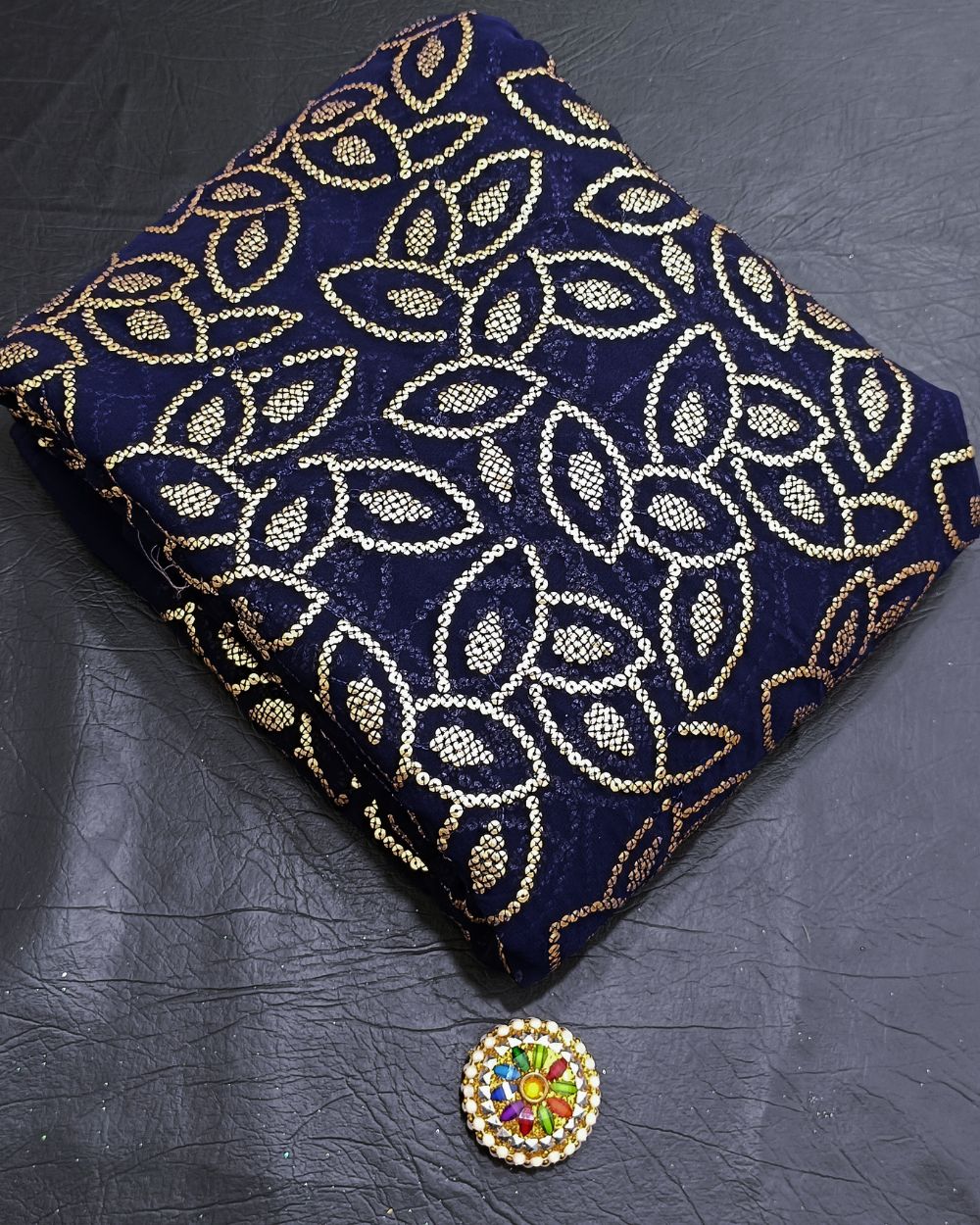 Georgette Work Navy Blue Colour 44 Inches Width